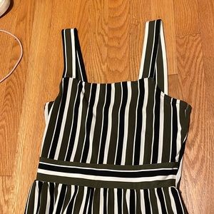 Wide Leg Army Green, Black, and White Stretchy Express Jumpsuit